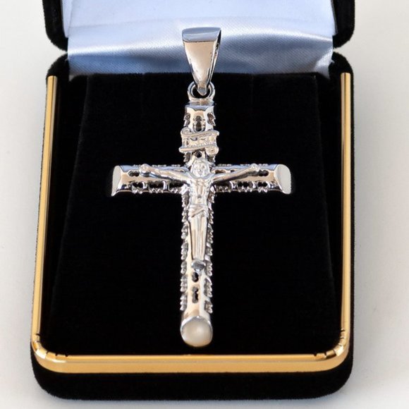Real 925 Sterling Silver Large Thick Crucifix Cross Pendant for Large Chains - Picture 4 of 4
